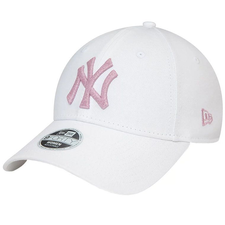 New Era 9FORTY New York Yankees Wmns Metallic Logo Cap 60435261, Damskie, Białe, czapki z daszkiem, poliester, rozmiar: OSFM
