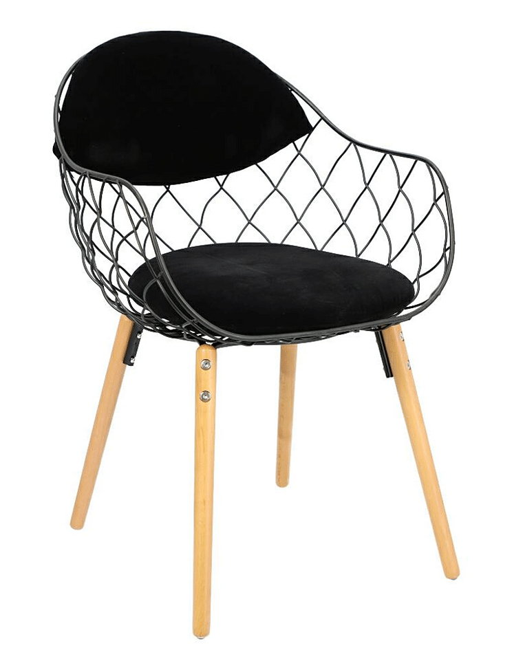 Druciane krzesło Palmi - czarne + naturalne