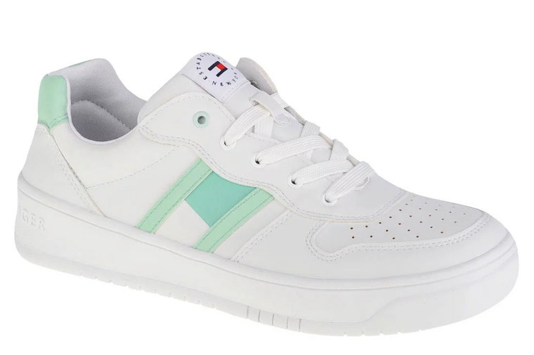 Tommy Hilfiger Low Cut Lace-Up Sneaker T3A4-32143-1351A166, Dla dziewczynki, Białe, buty sneakers, skóra syntetyczna, rozmiar: 35