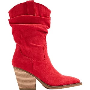 Czerwone botki catwalk typu kowbojki - Damskie - Kolor: Czerwone - Rozmiar: 38