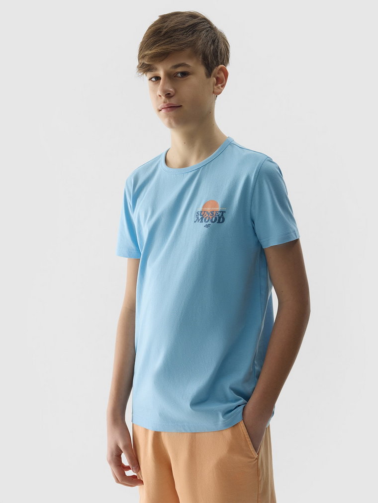 T-shirt regular z nadrukiem chłopięcy - niebieski