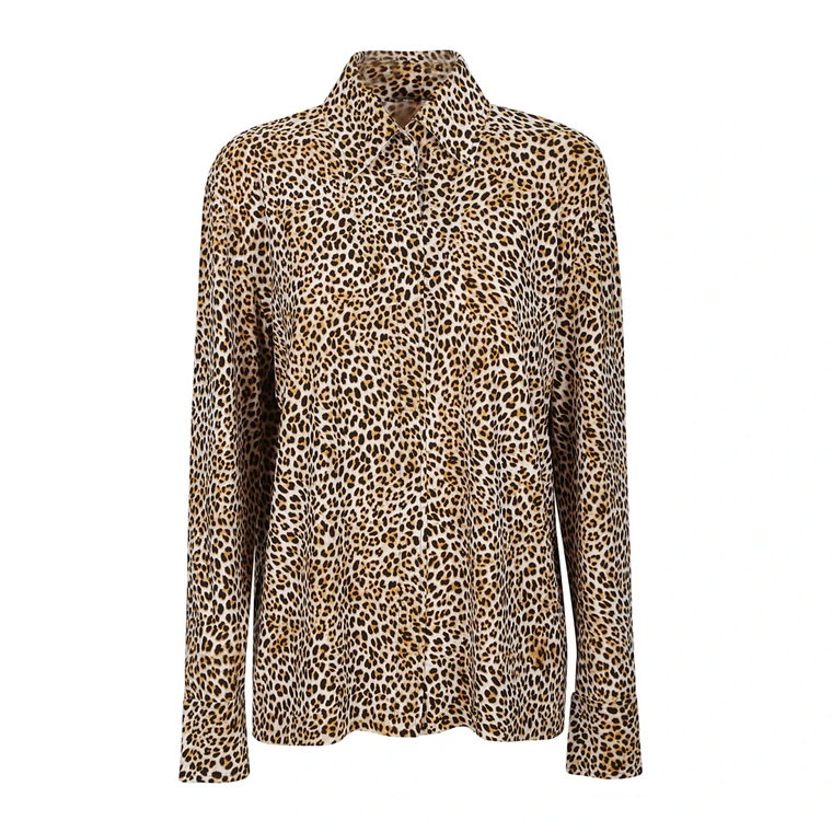 Leopardowa Koszula z Długim Rękawem Norma Kamali