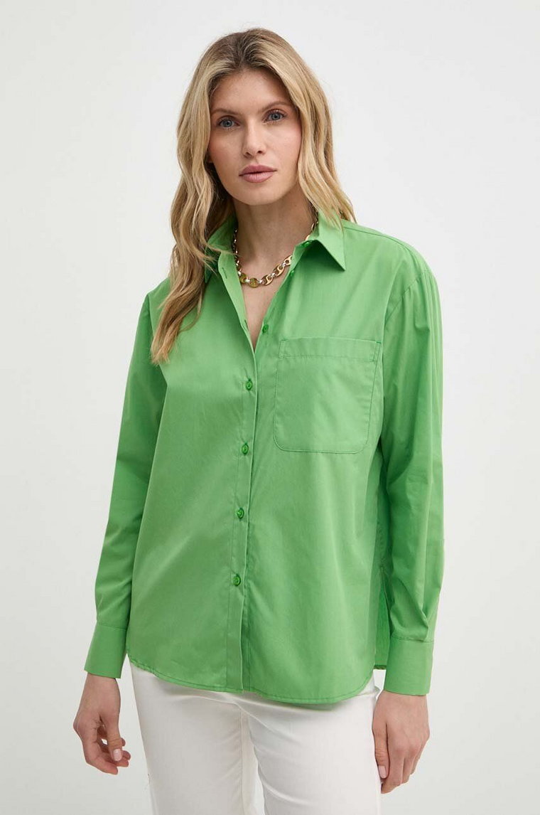 MAX&Co. koszula bawełniana damska kolor zielony relaxed z kołnierzykiem klasycznym 2416111044200