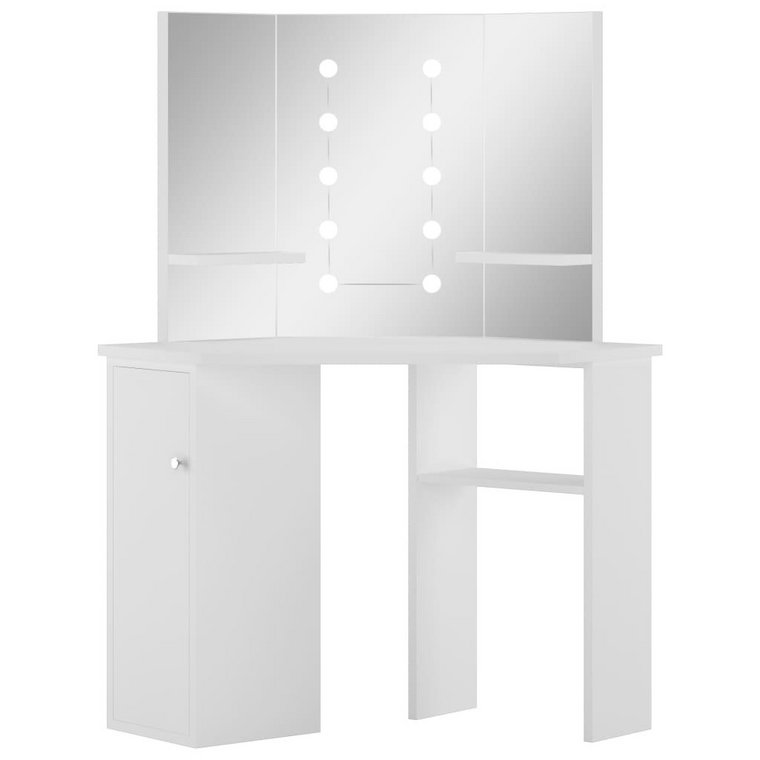 Toaletka MDF z lustrem LED, biała, 111x54x141,5 cm