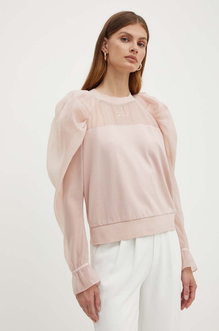 Karl Lagerfeld bluza damska kolor różowy gładka 245W1807