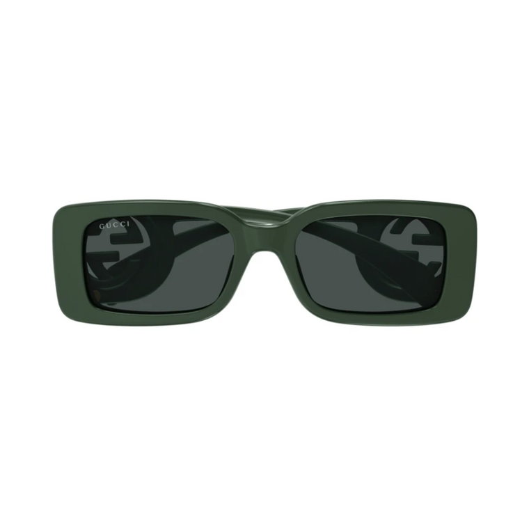 Zielone prostokątne okulary przeciwsłoneczne z logo GG Interlocking Gucci