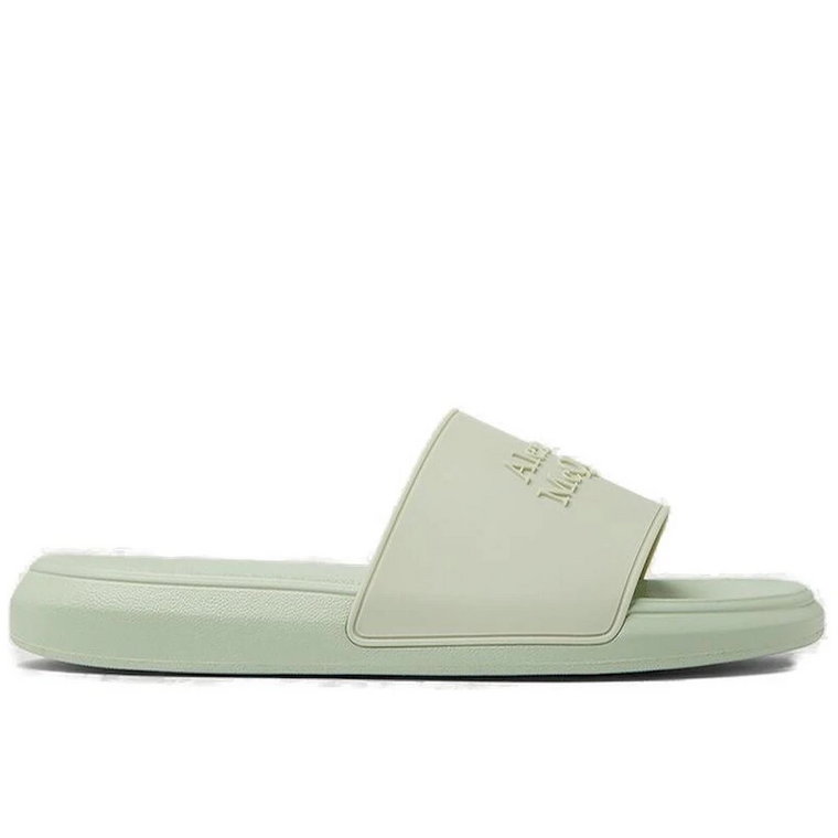 Zielone Sandały z Logo Pool Slides Alexander McQueen