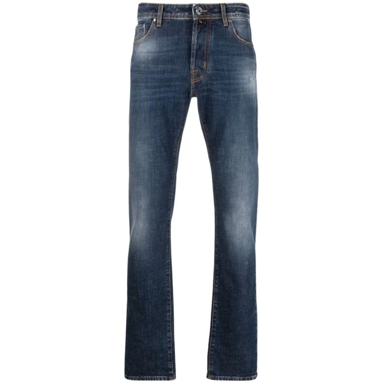 Granatowe Stonewashed Straight-Leg Jeans Jacob Cohën