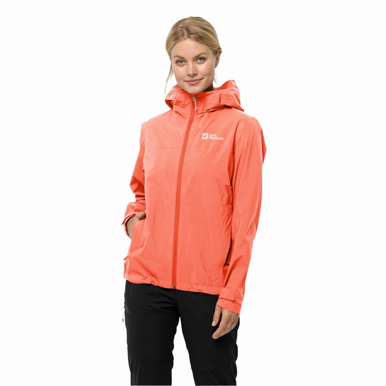 Damska kurtka przeciwdeszczowa Jack Wolfskin ELSBERG 2.5L JKT W digital orange - XS