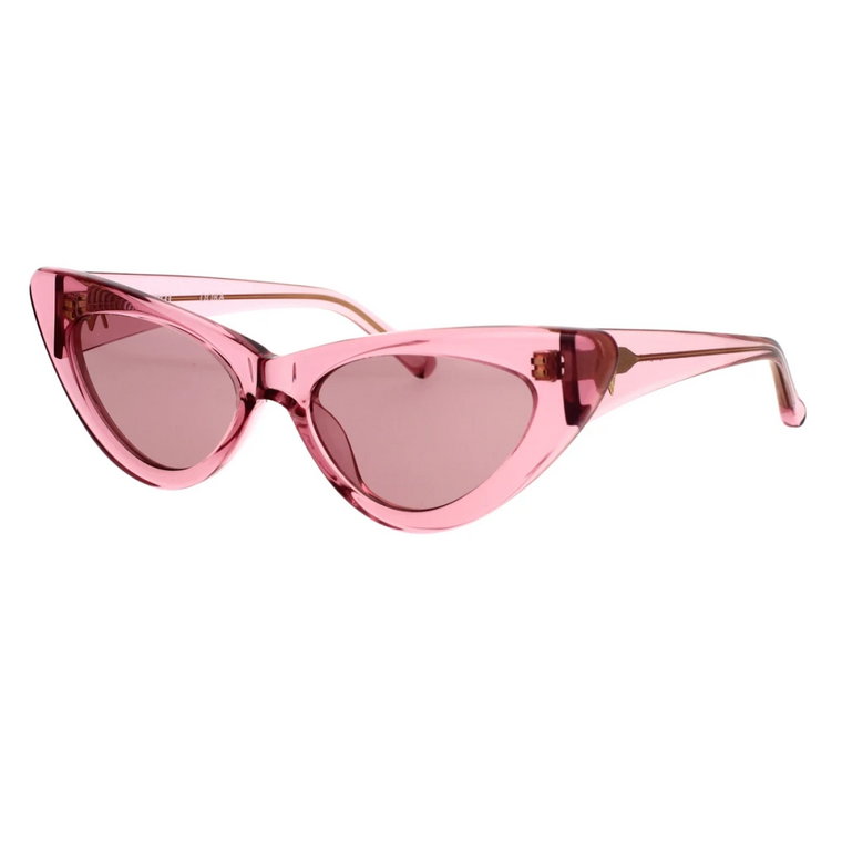 Przezroczyste różowe okulary przeciwsłoneczne w stylu cat-eye z logo w kolorze złotym The Attico
