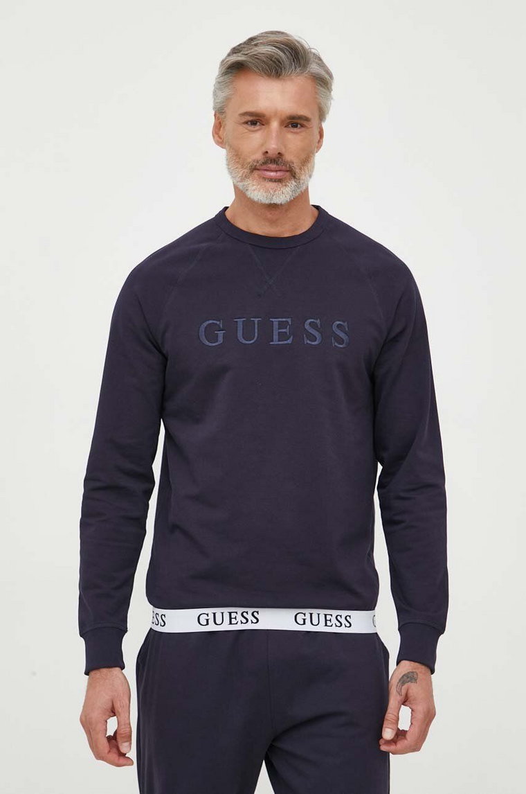 Guess bluza męska kolor granatowy z aplikacją