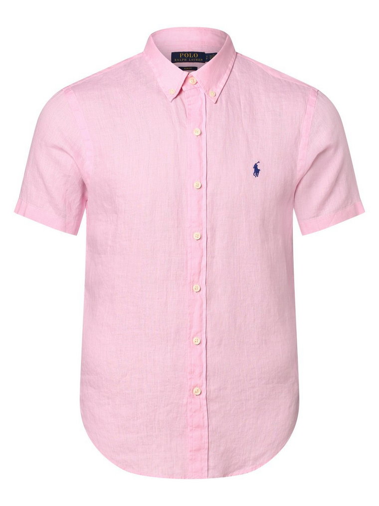 Polo Ralph Lauren - Męska koszula lniana  Slim Fit, różowy
