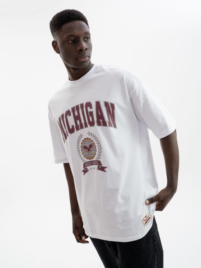 Koszulka Z Krótkim Rękawem Oversize Męska Biała Plus Eighteen Great Lakes