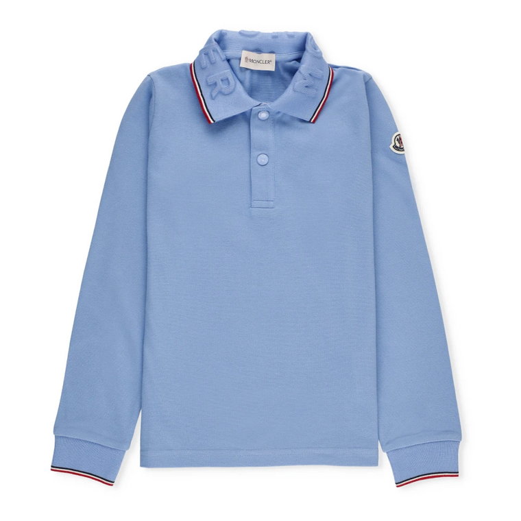 Jasnoniebieska Bawełniana Koszulka Polo dla Dzieci Moncler