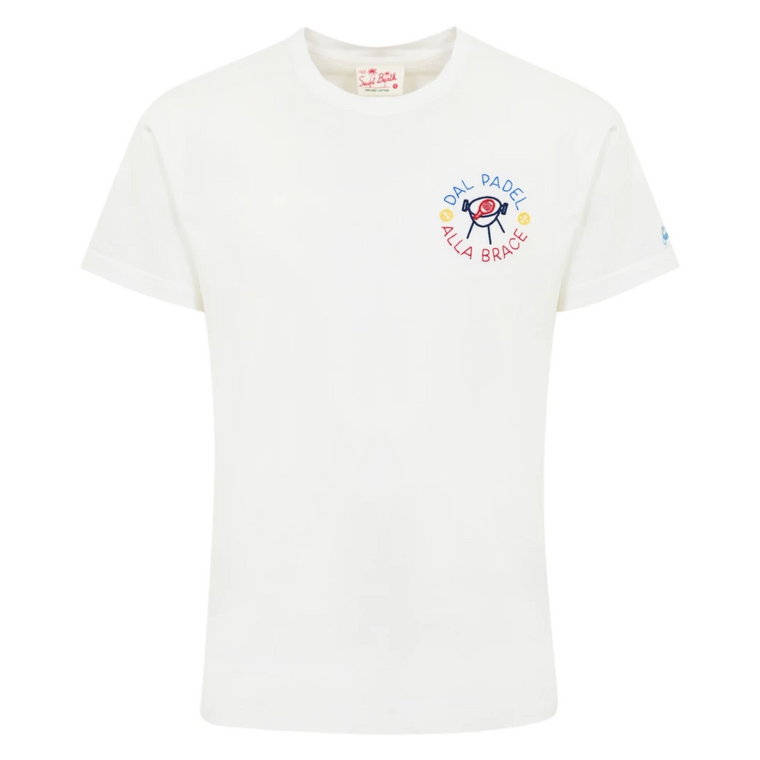 Bawełniana koszulka z okrągłym dekoltem i krótkim rękawem haft MC2 Saint Barth
