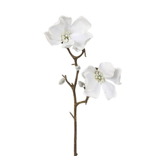 Sztuczna ośnieżona Magnolia biały, 49 cm
