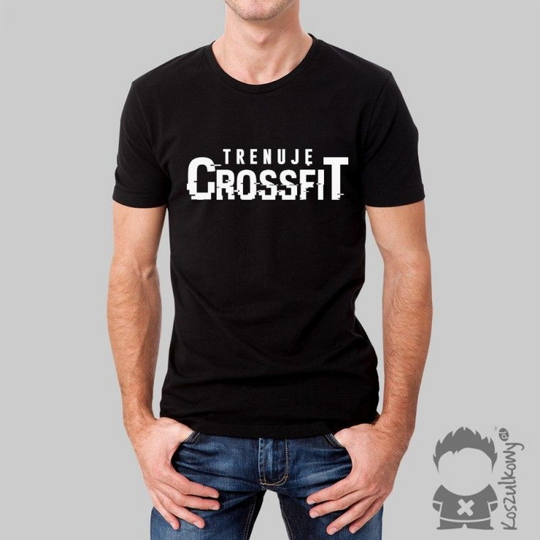 Trenuję crossfit - męska koszulka z nadrukiem