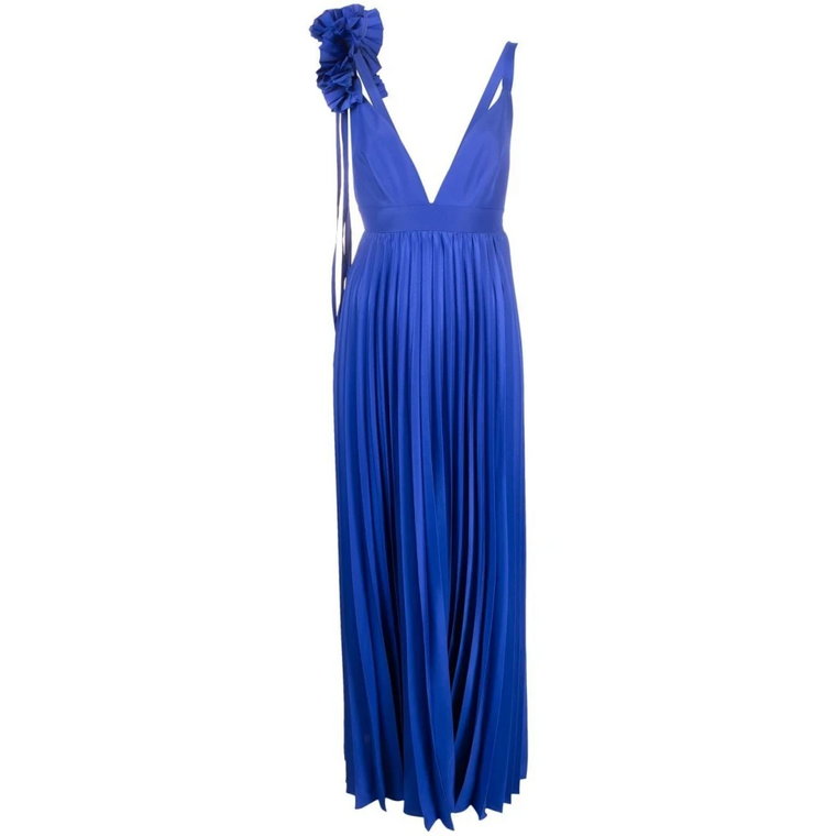 Niebieska lniana sukienka z dekoltem V P.a.r.o.s.h.