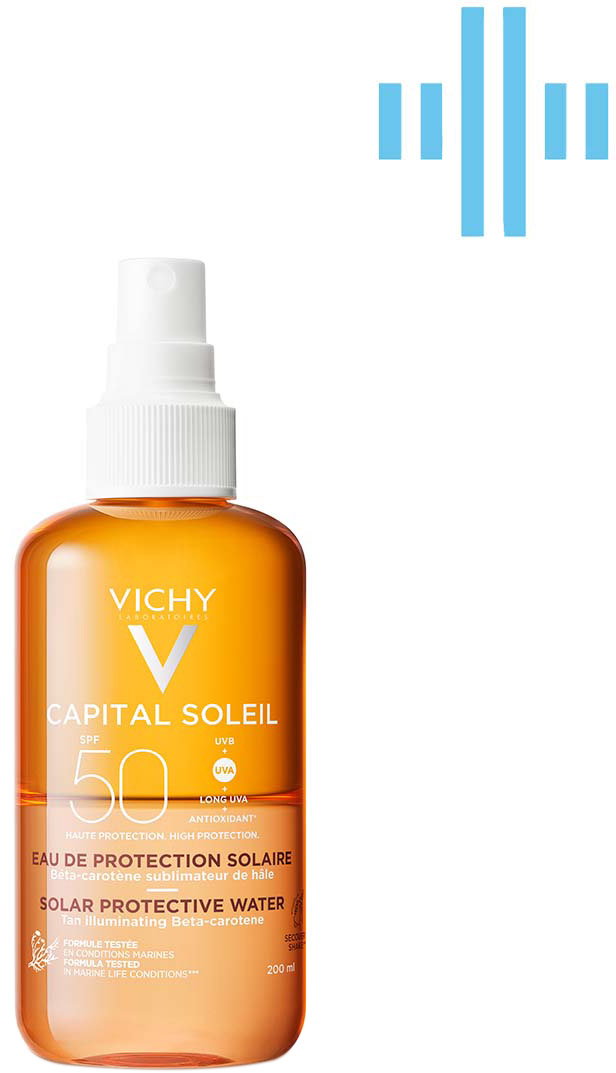 Vichy Capital Soleil dwufazowy wodny spray przeciwsłoneczny do twarzy i ciała z beta-karotenem SPF 50 200 ml (3337875695152). Kosmetyki do ochrony przeciwsłonecznej