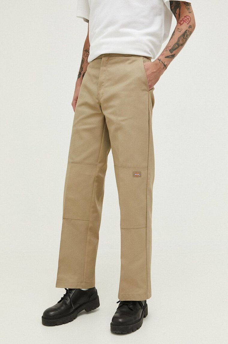 Dickies spodnie męskie kolor zielony proste DK0A4XK3KHK1-KHAKI