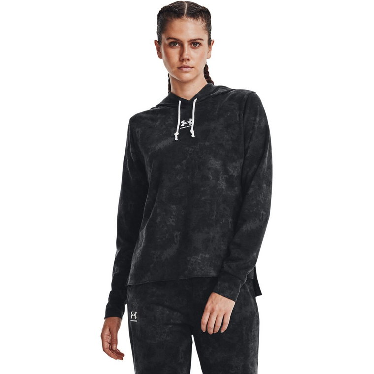 Damska bluza treningowa nierozpinana z kapturem UNDER ARMOUR Rival Terry Print Hoodie - czarna