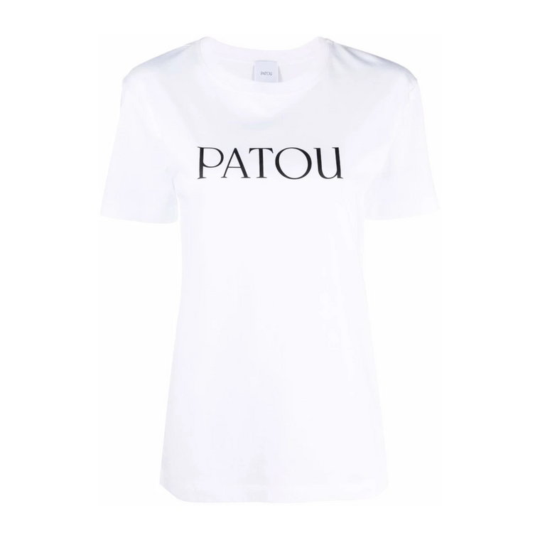 Biała bawełniana koszulka z nadrukiem logo Patou