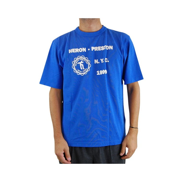 Niebieska Koszulka z Krótkim Rękawem i Grafiką - Rozmiar M Heron Preston
