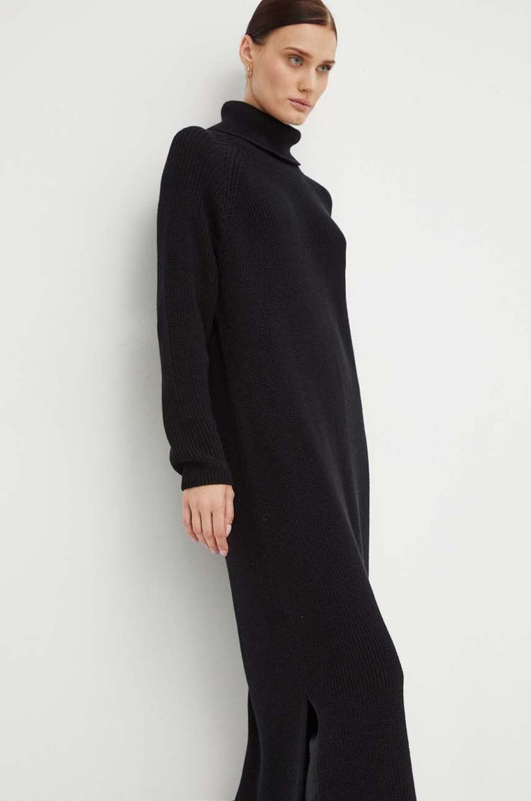Marc O'Polo sukienka bawełniana kolor czarny midi oversize 309605967105