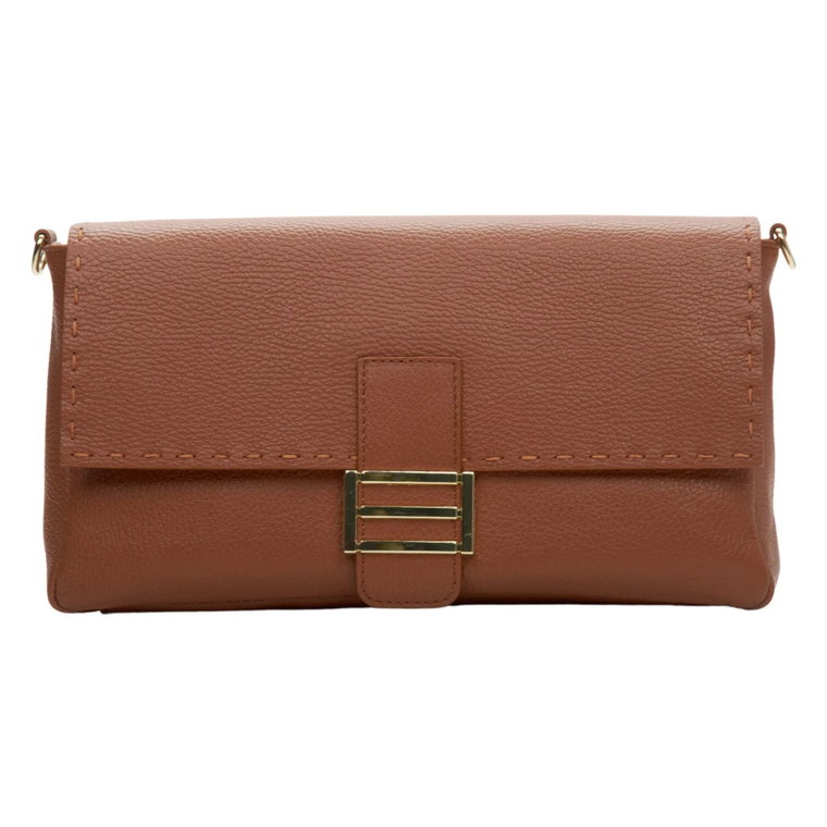 Women's Brown Handbag made of Genuine Italian Leather with Golden Hardware Estro Er00114111 Estro