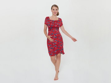 ESMARA® Sukienka ciążowa, 1 sztuka (XS (32/34), Nadruk na całej powierzchni/czerwony)