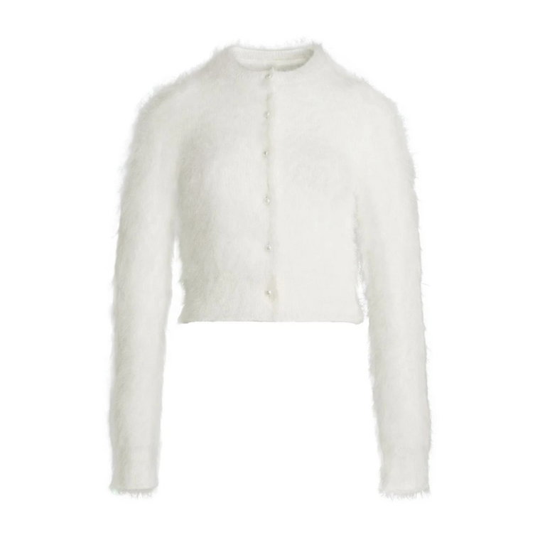 Biała Wełniana Sweter z Zapięciem na Guziki Maison Margiela