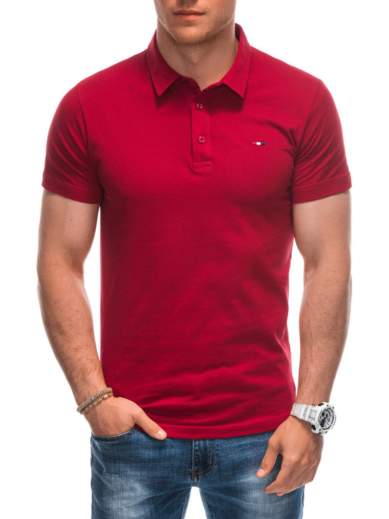 Koszulka męska Polo bez nadruku S1940 - czerwona