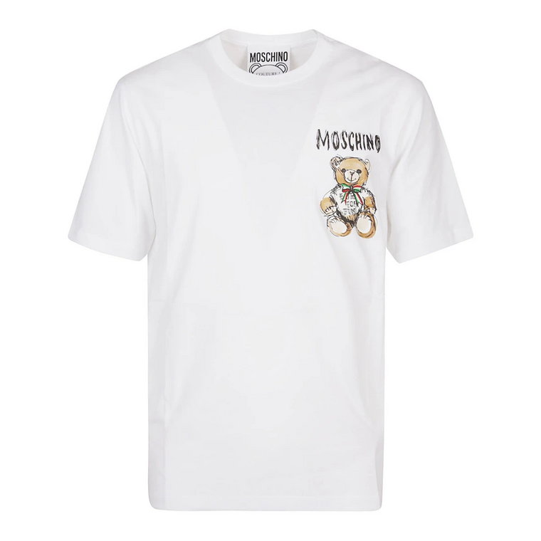 Narysowany T-Shirt z Misiem Pluszowym Moschino