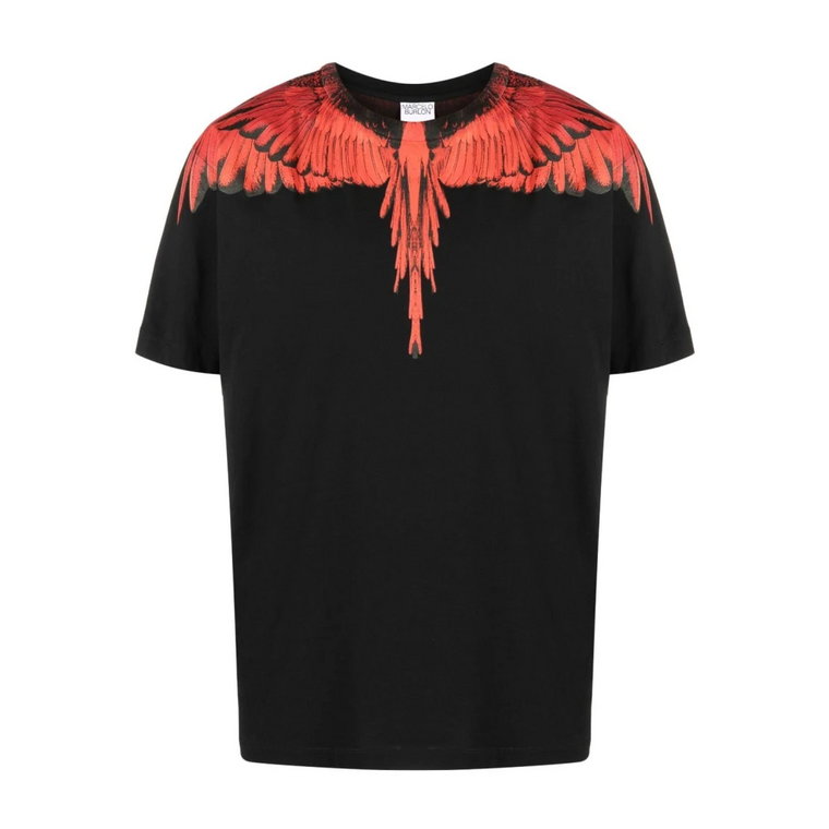 Czarna koszulka z organicznej bawełny Icon Wings Marcelo Burlon