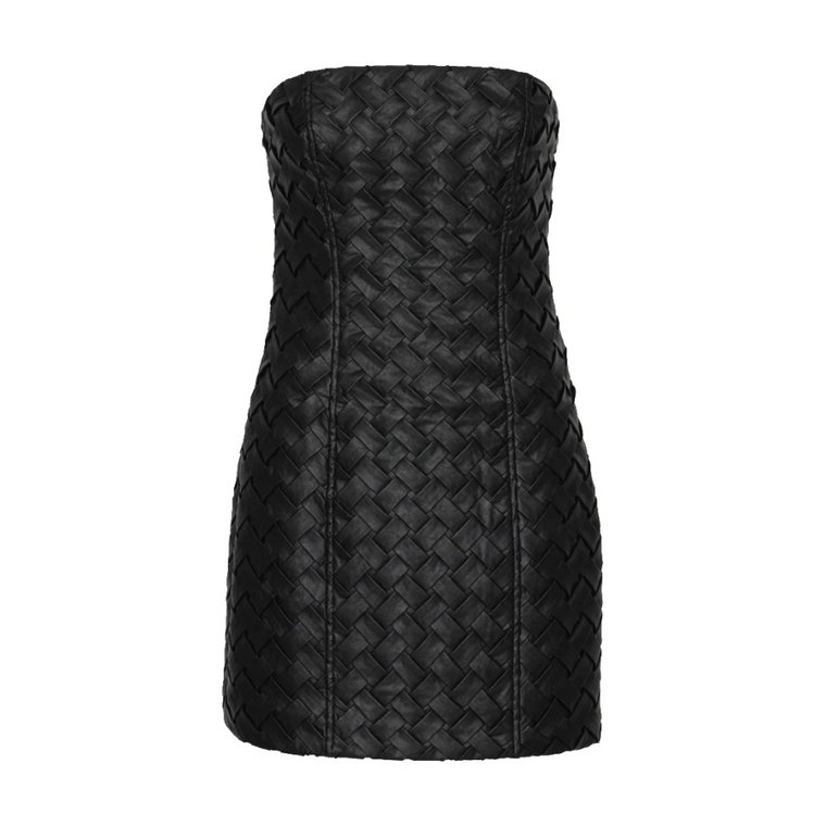 Czarna sukienka mini bez ramiączek z tkaniną wzorzystą Rotate Birger Christensen