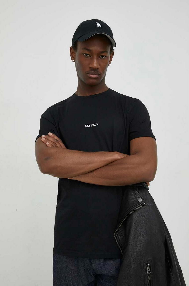 Les Deux t-shirt bawełniany kolor czarny z nadrukiem