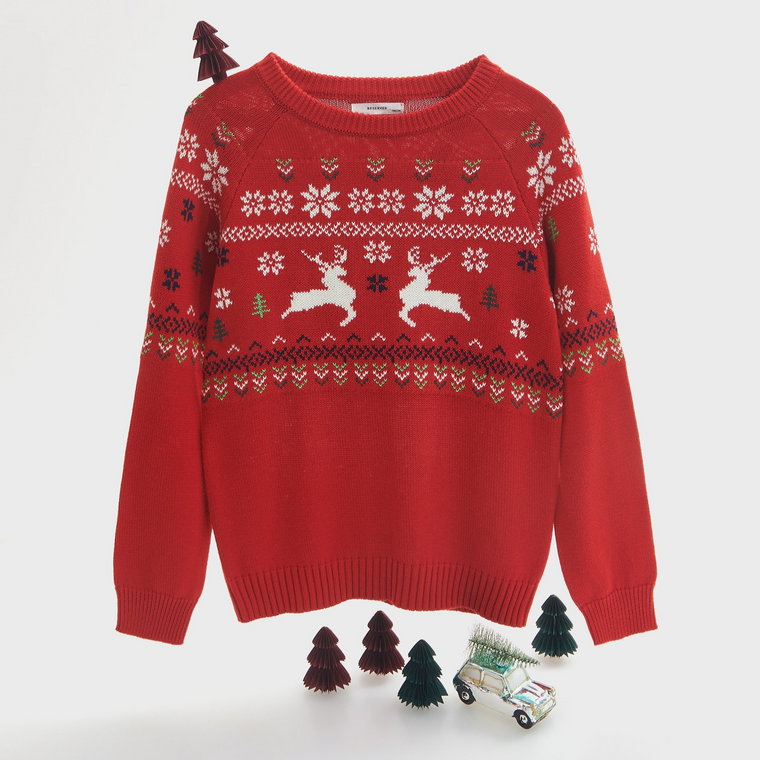 Reserved - Sweter ze świątecznym motywem - czerwony