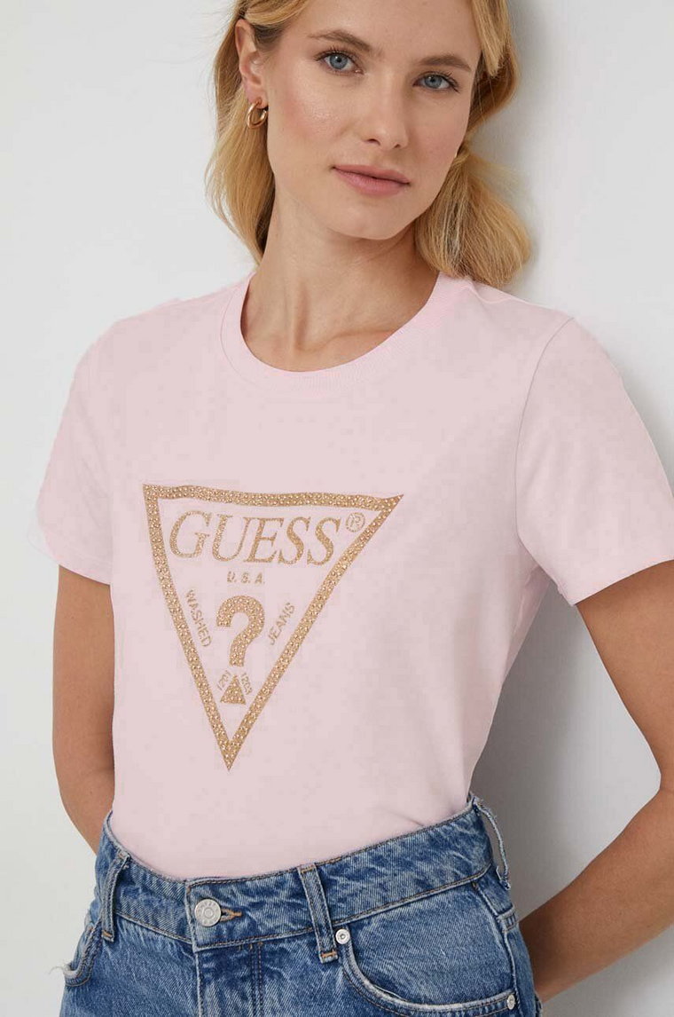 Guess t-shirt damski kolor różowy W4RI69 J1314