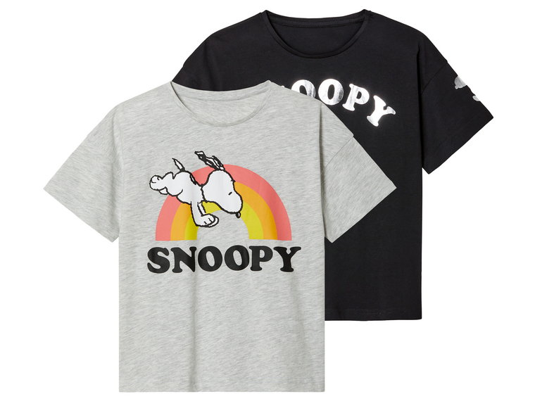 T-shirty dziecięce z postaciami z bajek, 2 sztuki (Wzór Snoopy, 146/152)