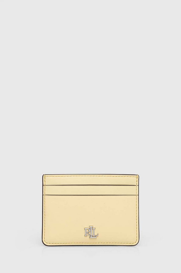 Lauren Ralph Lauren etui na karty skórzane kolor żółty