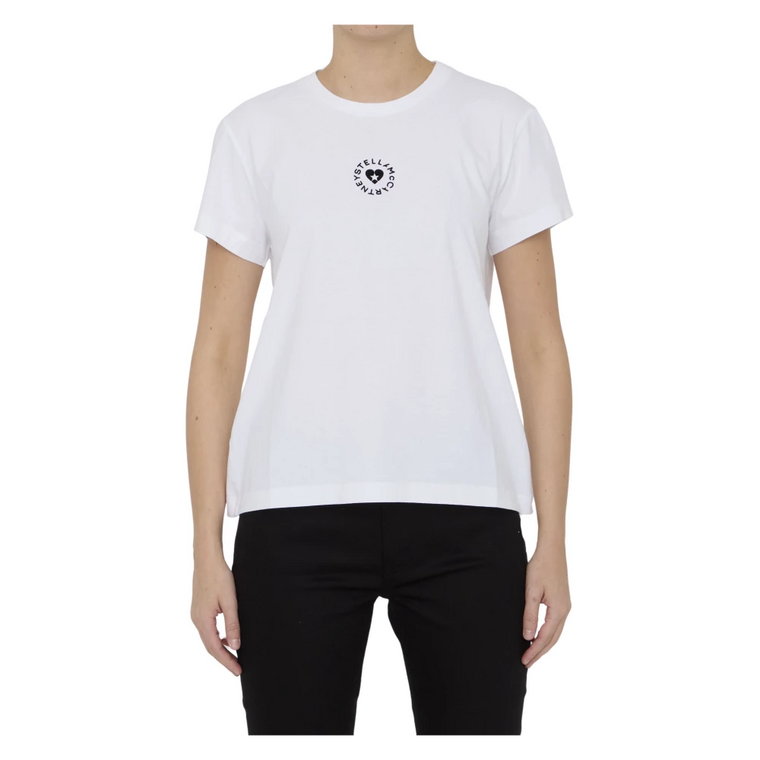 Biała Koszulka z Logo z Organicznej Bawełny Stella McCartney