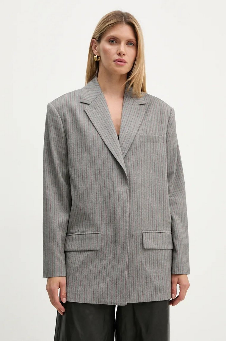 Remain marynarka Herringbone Blazer kolor szary oversize wzorzysta 5018723038