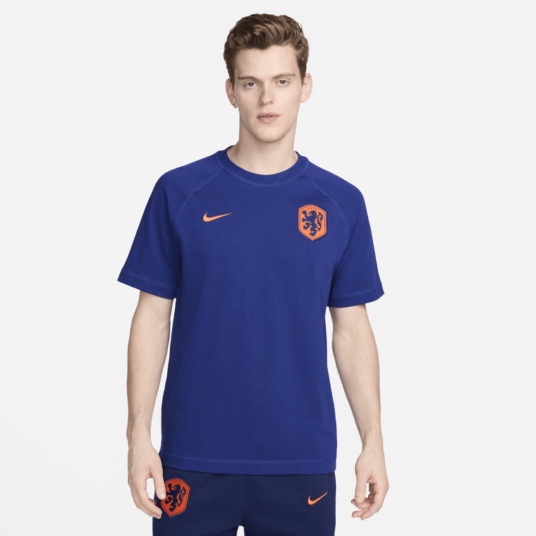 Koszulka piłkarska z krótkim rękawem Nike Holandia Travel - Niebieski