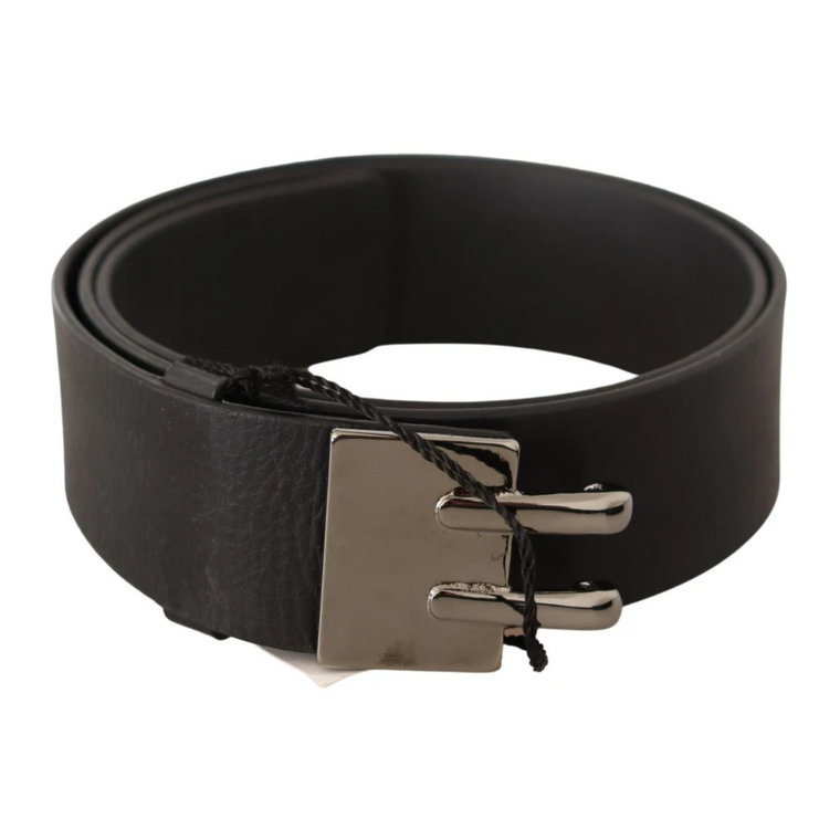 Black Leather Silver Buckle Waist Belt Costume National