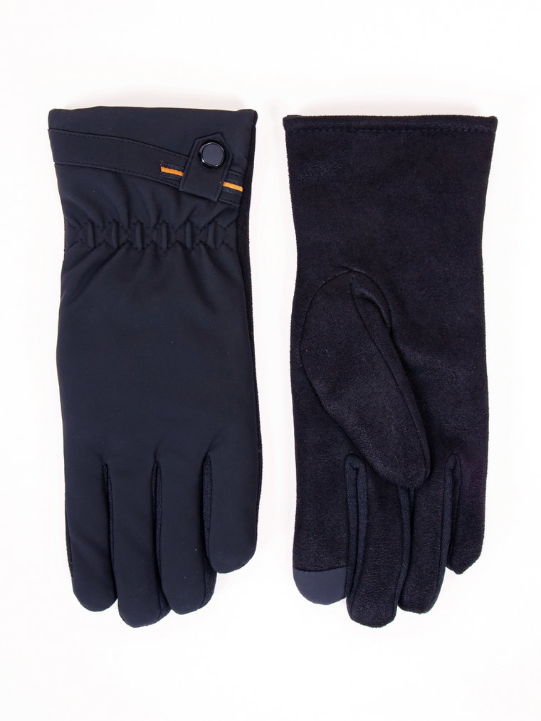 Rękawiczki męskie czarne materiałowo-zamszowe dotykowe 27