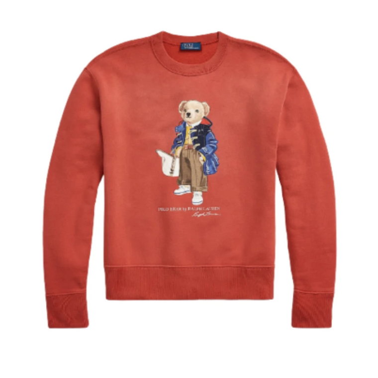 Długi rękaw Teddy Bear Sweatshirt - Rozmiar: L, Kolor: Faded Red Ralph Lauren