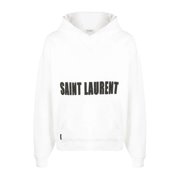 Biała Bluza z Logo i Teksturą Saint Laurent