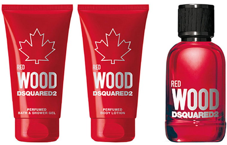 Zestaw damski Dsquared 2 Red Wood Woda toaletowa damska 50 ml + Żel pod prysznic 50 ml + Lotion do ciała 50 ml (8011003860623). Perfumy damskie