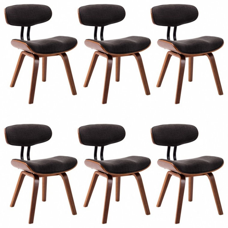 Krzesła do jadalni 6 szt. szare gięte drewno i tkanina kod: V-278719