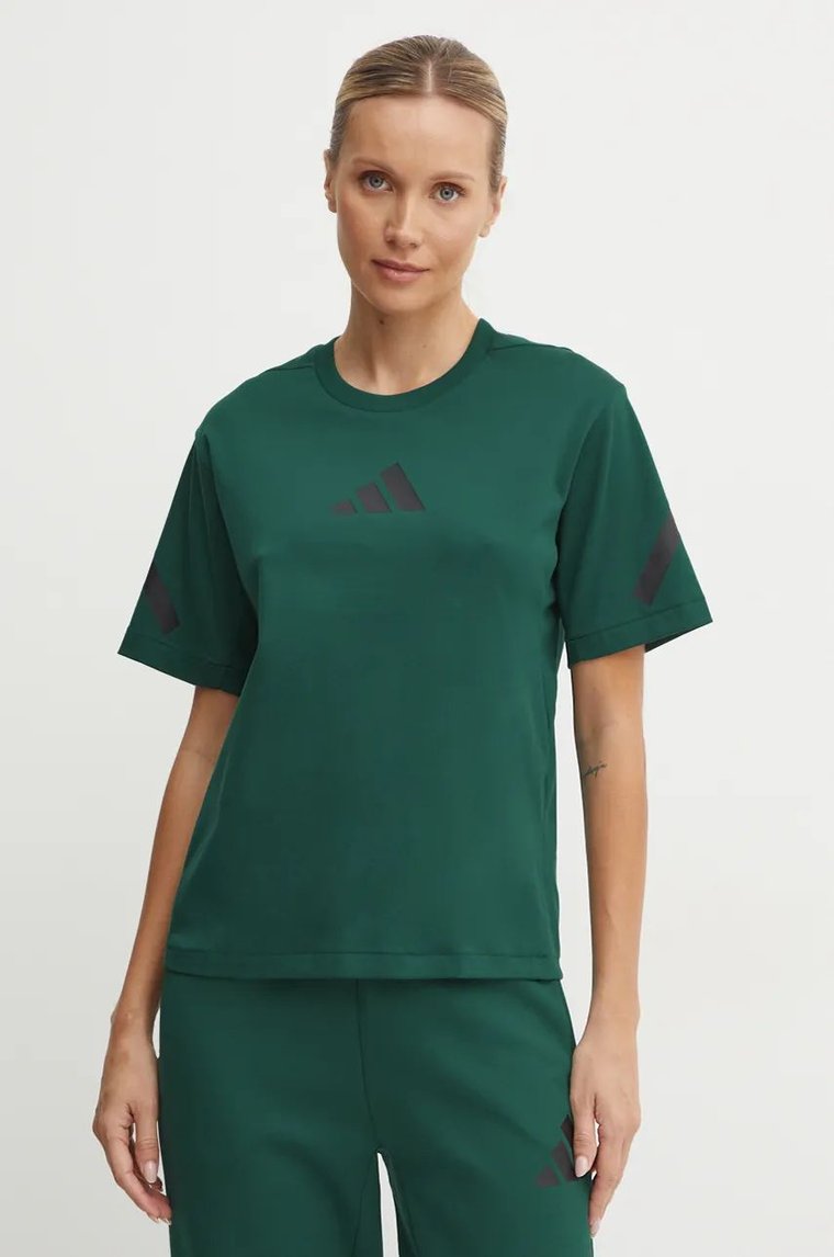 adidas t-shirt bawełniany ZNE damski kolor zielony JF8889